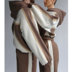 Ropa de Mujer a Precio Económico, Top Corto, Sudadera con Bloques de Color, Bolsillo Tipo Canguro, Cordones, Conjunto de Sudaderas para Mujer y Hombre - Product Image 3