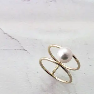 Joyería de perlas sueltas anillo de perlas Akoya de oro de 18 quilates