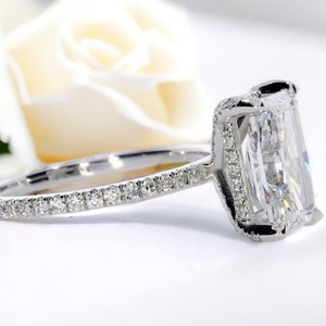 Custom Radiant Cut Diamond Luxury Moissanite <b>Ring</b> Eternity Baguette Cut <b>Iced</b> Out 2ct VVS Moissanite Diamond Engagement <b>Rings</b> - Product Image 4