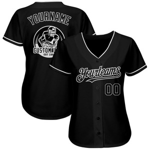 Camiseta de béisbol auténtica Blanca Negra personalizada - Product Image 3