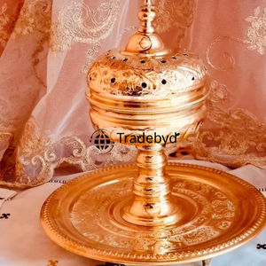 Quemador de Incienso Bakhoor de Metal Hecho a Mano de Primera Calidad Tradebyd, Porta Incienso Árabe con Función Antiolor para Decoración del Hogar o Mezquita - Product Image 1