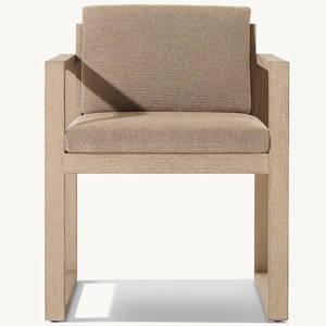 Chaise individuelle en teck robuste et durable pour l'extérieur, équipée d'un coussin en mousse souple pour s'asseoir. - Product Image 1