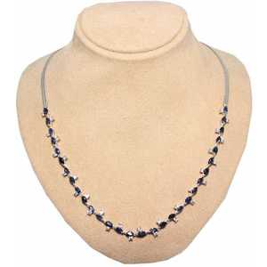 925 Sterling Silver Bohemian Waterdrop Necklace with <b>Blue</b> Stone White and <b>Blue</b> <b>Beaded</b> Chain for Parties - Product Image 2