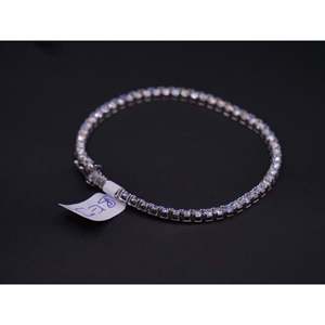 Classic Round Cut Diamond Tennis <b>Bracelet</b> Lustrous 18K White Gold Four Prong Setting with <b>Box</b> Clasp Unisex Versatile Design - Product Image 2