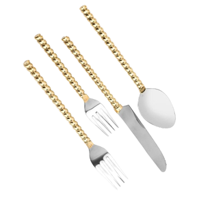 Couverts en acier inoxydable Cuillère Finition dorée Couverts en métal à poignée artisanale Cuillères et fourchettes à dîner Ensembles de couverts - Product Image 2