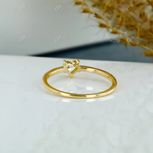 Anillo de Compromiso o Promesa Apilable de Oro Sólido de 14k de Buena Calidad con Diamante Natural de 0.24CTW en Forma de Corazón con Engaste de Puntas, para San Valentín - Product Image 5