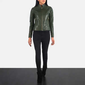 Vêtements d'extérieur décontractés pour femmes cintrés vestes en cuir en gros taille adulte blousons d'aviateur en cuir pur pour les femmes - Product Image 6