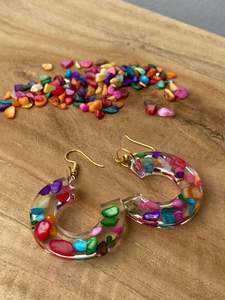 ชุดต่างหูอะคริลิคทรงเรขาคณิตสีสันสดใสสำหรับผู้หญิงสไตล์คลาสสิกต่างหูเรซิ่นมีเสน่ห์-แฟชั่นขายส่ง - Product Image 2