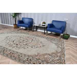 Vintage Large Rug, 6.2x9.5 ft Turkish Rug, <b>Brown</b> <b>Wool</b> Rug - Product Image 4