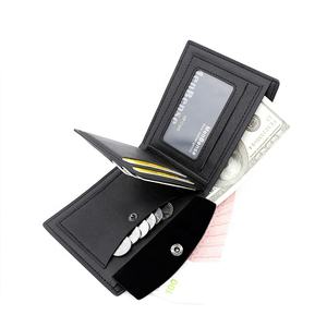 Cartera corta de cuero de lujo para hombre, cartera de cambio de cremallera de Color sólido Retro con tarjetero, tamaño de bolsillo de negocios informal - Product Image 3