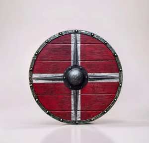 Armadura Medieval Escudo de madera vikingo redondo de madera Escudo Rojo de Calvin Handicraft - Product Image 6