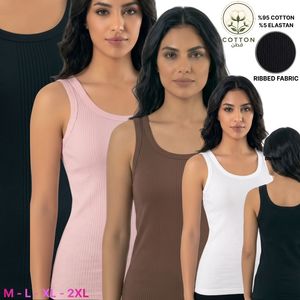 <b>Womens</b> Ribbed Camisole <b>Tank</b> <b>Top</b> Solid Cotton Spandex <b>Knitted</b> Sleeveless <b>Tops</b> - Product Image 1