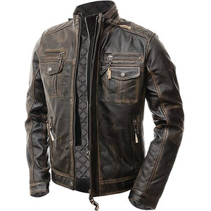 Chaqueta de Cuero para Motociclista de Invierno para Hombre, Calidad Premium, con Logotipo Personalizado en la Parte Delantera, Cuello Alto, Resistente al Viento y Transpirable, Servicio OEM - Product Image 2