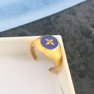 Anillo de pétalos de esmalte azul ajustable chapado en rodio de Plata de Ley 925, eternidad clásica, estilo bohemio, fiesta, regalo de aniversario de boda - Product Image 6