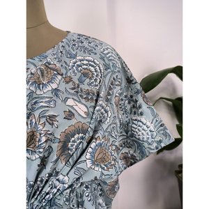 Indischer Handbedruckter Boho-Stil Kaftan-Kleid in Tiefem Stahlgrau Atmungsaktiver Leichter Swimsuit Cover-Up - Product Image 2
