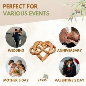 Adorno Personalizado Art Deco de Madera de Olivo con Forma de Corazón Infinito de 7.5 cm, Grabado Personalizado, Regalo de Boda, Bethlehem-Kassis Geschenkatikel - Product Image 6