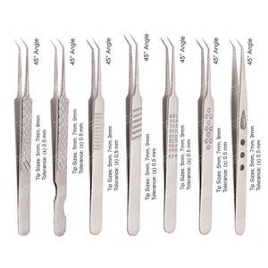 Pinzas de extensión de pestañas, 45 ángulos, Color plateado, distintas, Pattrens - Product Image 1