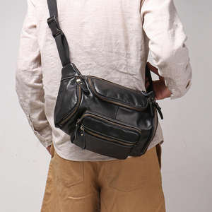 Bolsos Cruzados Deportivos de Gran Capacidad Unisex de Cuero Genuino |   Bolsos de Mensajero Ligeros de Alta Calidad con Cierre de Cremallera - Product Image 2