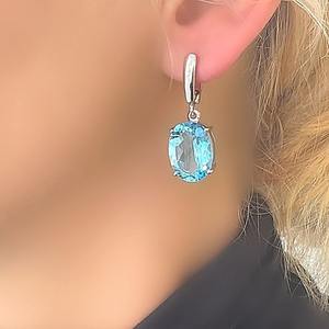 925 argent Sterling bleu topaze pierres précieuses boucles d'oreilles bijoux à la main en argent Boho Style boucles d'oreilles bijoux pour femmes bijoux de mariage - Product Image 4