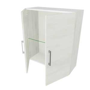 Mobile Bagno Sospeso Koricini Ravenna 63cm 2 Ante Rovere Bianco con Maniglie Cromate - Product Image 3
