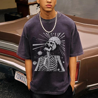 Camiseta de Algodón 100% para Hombre, con Logotipo Personalizado al por Mayor, Lavado Ácido, Unisex, Impresión Serigráfica, Estilo Vintage