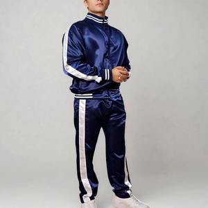 Wholesale Winter Comfortable Men's Tracksuit Custom Embroidered Logo Oversized 2-Piece Nylon Satin Drawstring Hoodie <b>Trouser</b> Set - Product Image 4
