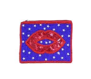 USA American Flag Pouch Kiss-Lock Change Purse Mini Wallets Beautiful Embroidered Coin Purses