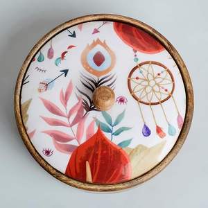 Caja para Chapati de Madera con Diseño Impreso, de Alta Calidad, con Recubrimiento Protector, Apta para Lavavajillas, No Tóxica, de Grado Alimenticio, Gran Capacidad - Product Image 6