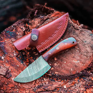 Couteau de chasse en acier Damas à lame fixe multifonctionnel personnalisable fait à la main avec manche en bois Support OEM - Product Image 3
