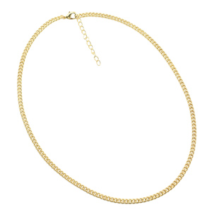 Cadena de Latón Tipo Curb de 20 Pulgadas con Extensión y Cierre de Langosta, Chapada en Oro de 18K, Estilo Hip Hop, Unisex, Venta al por Mayor, para Fabricación DIY - Product Image 5