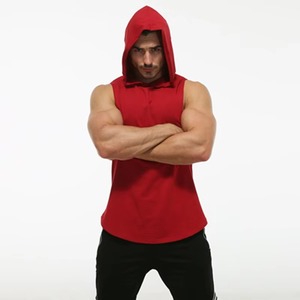 Best Quality Men Sport Hooded Vest Running Training Quick Drying Tank Tops Hoodies Workout Reflective Stripe Sleeveless Vest - Product Image 3