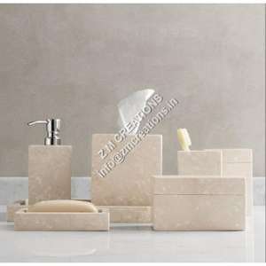 Productos de baño hechos a mano Juegos de baño de mármol blanco hechos a mano duraderos Juego de tocadores decorativos con estampado de logotipo personalizado - Product Image 4