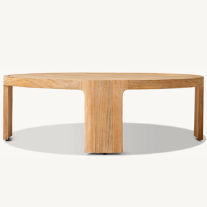 Table ronde sur mesure au style simple et moderne, adaptée à une utilisation en extérieur, en bois de teck de bonne qualité - Product Image 1