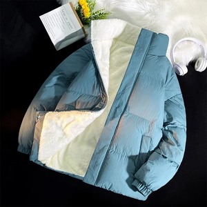 Style coréen hommes doudoune hiver épais manteaux chauds avec col montant toile tissu couleur unie Streetwear - Product Image 5