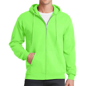 Veste polaire à fermeture éclair avant à manches longues pour hommes lourds vente en gros Streetwear sweats à capuche imprimé unisexe uni - Product Image 1