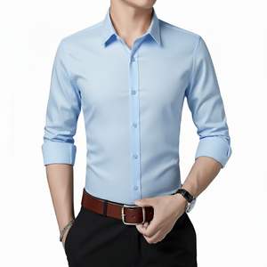 Light Blue Mens <b>Dress</b> <b>Shirt</b> Formal Business Work Wear Slim Fit <b>Long</b> <b>Sleeve</b> High Quality Sky Blue Office Button Down <b>Shirt</b> - Product Image 1