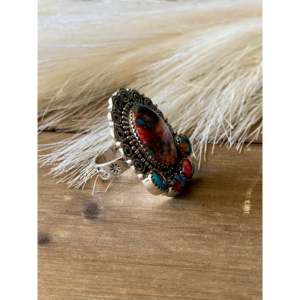 Southwest Handmade Mohave <b>Turquoise</b> Sterling Silver Adjustable Boho <b>Ring</b> - Product Image 3