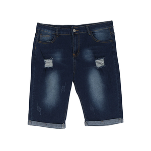 Short en jean décontracté de grande taille pour hommes de qualité supérieure délavé sur mesure coupe ajustée élégant tissu extensible à motif solide écologique - Product Image 1