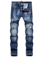 Jean en denim Y2K délavé surdimensionné de haute qualité, tendance et stylé, unisexe, style Hip Hop, avec lettres brodées et boutons, vente en gros