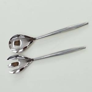 Silver Polished Spoon & Fork Set Wedding Table <b>Decor</b> Spoon Salad Server Long Heart Shape End Design Handle - Product Image 4