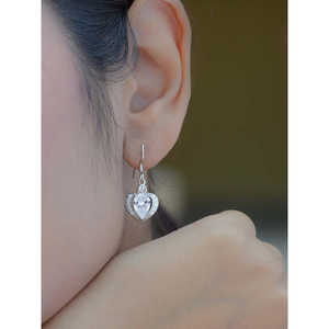Heart Shaped American <b>Diamond</b> 925 Silver <b>Dangle</b> <b>Earrings</b> Women's Elegant Jewelry Accessory - Product Image 2