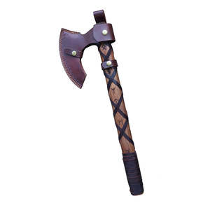 Hacha Vikinga Hecha a Mano de Acero con Alto Contenido de Carbono, Mango de Madera Natural, Funda de Cuero, Multiusos para Supervivencia al Aire Libre y Camping - Product Image 5