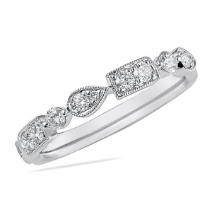 Anillo de Boda de Oro Blanco con Diamantes Engastados en Bisel de 0.35 Ct - Product Image 1
