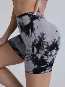 Shorts de Yoga para Mujer, Cintura Media, Diseño a Cuadros, Sin Costuras, Spandex/Nylon, Elásticos en 4 Direcciones, Transpirables, Compresivos, para Gimnasio - Product Image 3