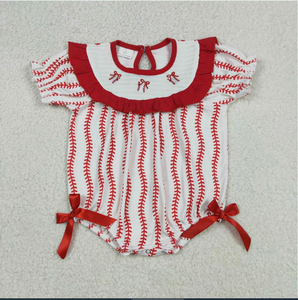 Красный летний комбинезон-ромпер для девочек с вышивкой и бантом, модель SR3345 - Product Image 2