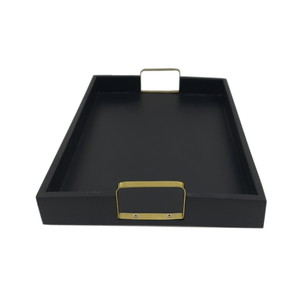 Kitchenware Metal <b>Serving</b> <b>Tray</b> <b>Black</b> Color Rectangular With Golden Stand Home and Wedding Food & Drink <b>Serving</b> <b>Tray</b> Handmade - Product Image 1