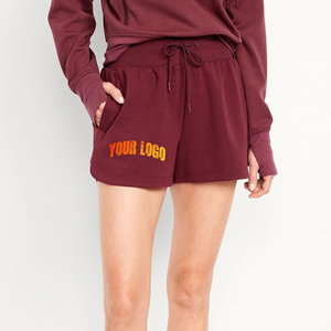 OEM/ODM shorts pour femmes 100% coton courte longueur DTF personnalisé imprimé logo avec cordes vêtements décontractés légers shorts pour femmes - Product Image 4