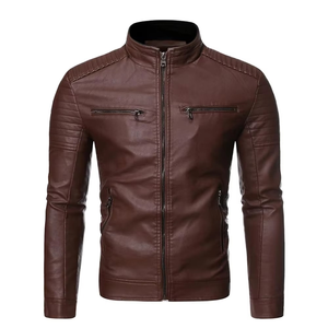 Chaquetas de Cuero para Hombre, Estilo Nuevo, con Cierre, Bordado Personalizado con Logotipo, Precio Económico - Product Image 1