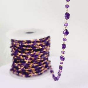 100% chaîne en laiton de haute couture naturelle avec améthyste ronde taille personnalisée bijoux en pierres précieuses en vrac - Product Image 3