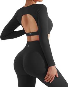 Mode à la mode 2 pièces Yoga Gym Set pour les femmes Plain Black Nouveau Design Fitness Workout Wear Skinny Shorts pour le marché USA/Europe - Product Image 5